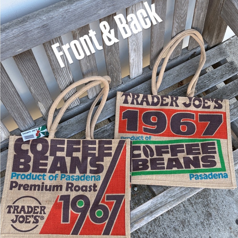New Trader Joe’s Coffee Bean Pasadena Jute Tote Bag -